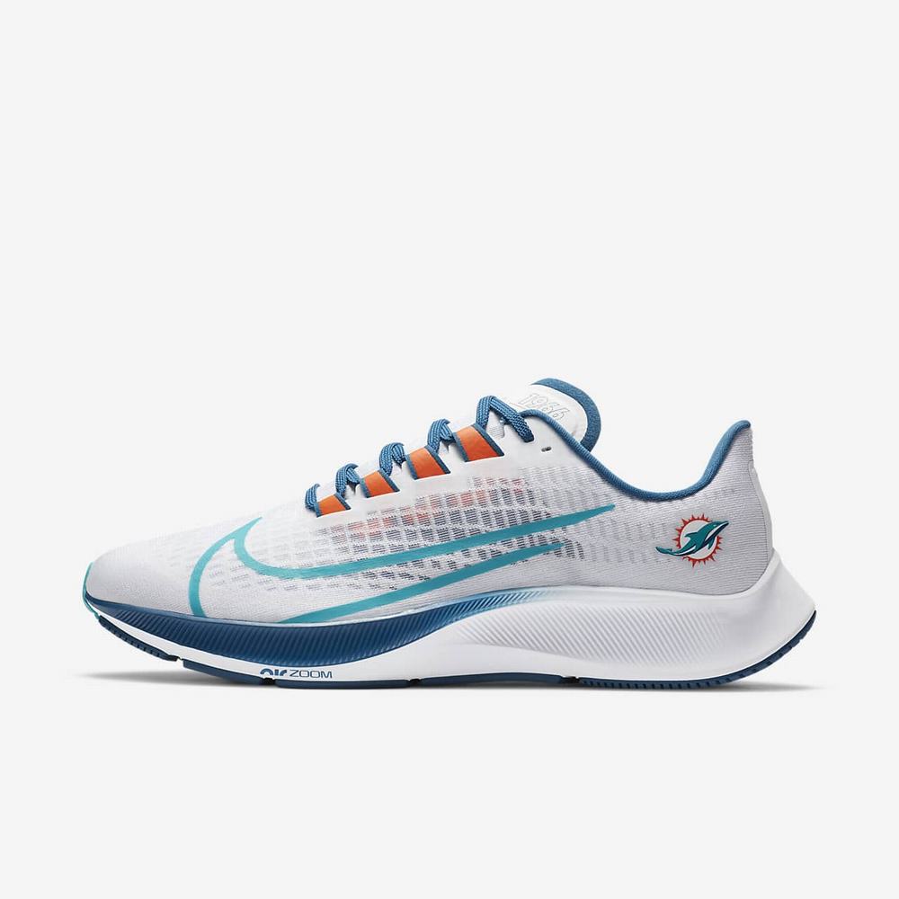 Chaussure De Running Nike Air Zoom Pegasus 37 (Miami Dolphins) Blanche 0319-564 White/Pure Platinum/Marina/Turbo Green Homme | NSH-71679412